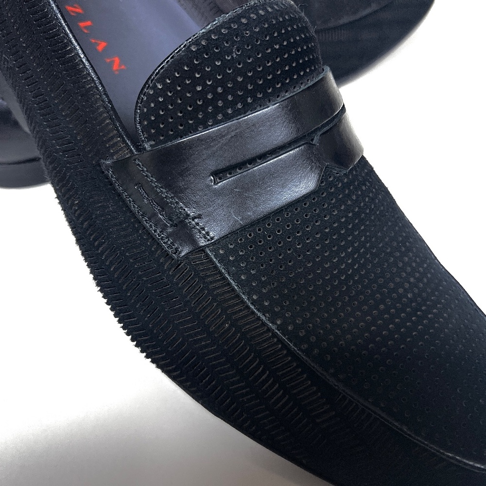 Mezlan "Rogier" 5890 Black Genuine Burnished Patterned Suede Penny Loafer 12D - Picture 8 of 12